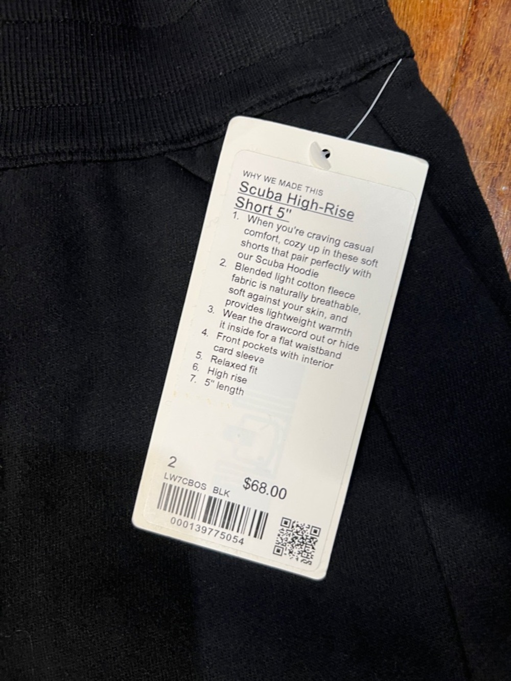 198. Lululemon scuba high rise short 5” black size 2 NWT - Picture 2 of 4
